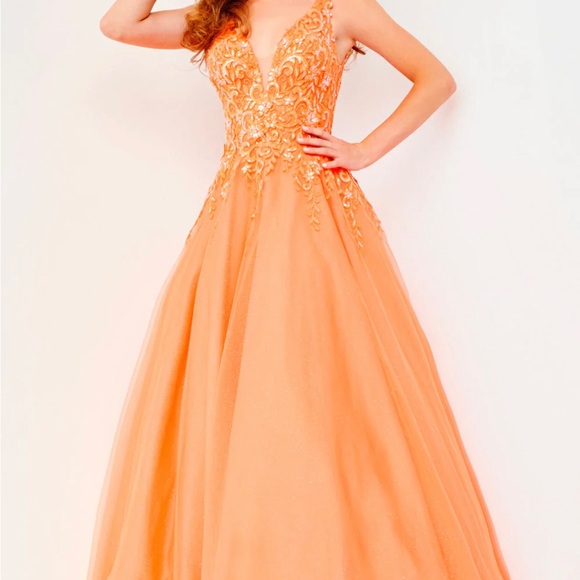Jovani Vibrant Orange Prom Dress. NEW WITH TAGS